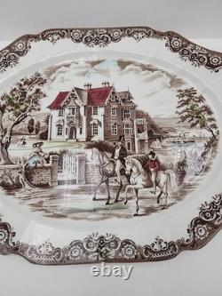 Johnson Brothers Heritage Hall Brown Multicolor 20 Serving Platter England Nice