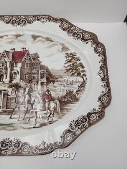 Johnson Brothers Heritage Hall Brown Multicolor 20 Serving Platter England Nice