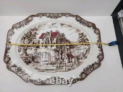 Johnson Brothers Heritage Hall Brown Multicolor 20 Serving Platter England Nice