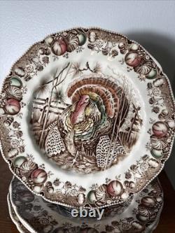 Johnson Brothers His Majesty England Turkey Dinner Plate Brown 10.75 Set Of 4