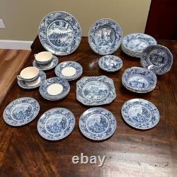 Johnson Brothers Historic America Blue 29-Piece Vintage Dinnerware Lot