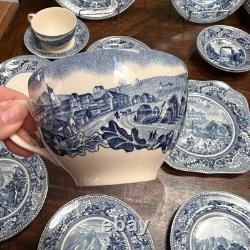 Johnson Brothers Historic America Blue 29-Piece Vintage Dinnerware Lot