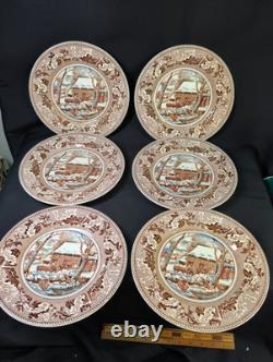 Johnson Brothers Historic America Thanksgiving FROZEN UP 10.5 Dinner Plates (6)