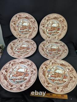 Johnson Brothers Historic America Thanksgiving FROZEN UP 10.5 Dinner Plates (6)