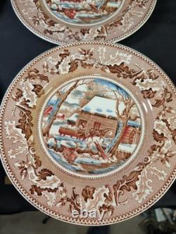 Johnson Brothers Historic America Thanksgiving FROZEN UP 10.5 Dinner Plates (6)