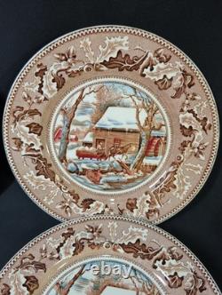 Johnson Brothers Historic America Thanksgiving FROZEN UP 10.5 Dinner Plates (6)