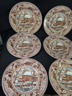 Johnson Brothers Historic America Thanksgiving FROZEN UP 10.5 Dinner Plates (6)