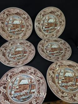 Johnson Brothers Historic America Thanksgiving FROZEN UP 10.5 Dinner Plates (6)