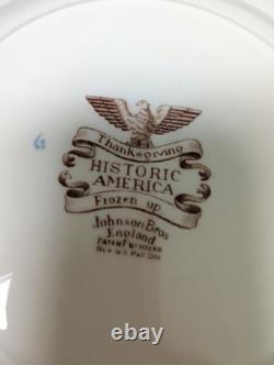 Johnson Brothers Historic America Thanksgiving FROZEN UP 10.5 Dinner Plates (6)