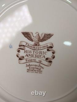 Johnson Brothers Historic America Thanksgiving FROZEN UP 10.5 Dinner Plates (6)