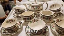 Johnson Brothers Indian Tree Cream Green Key 14 pc Hostess Serving tae set