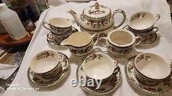 Johnson Brothers Indian Tree Cream Green Key 14 pc Hostess Serving tae set