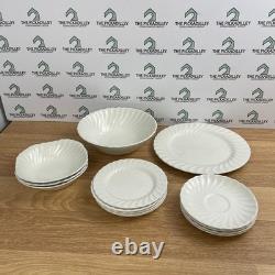 Johnson Brothers Ironstone White Swirl Dinnerware Set 14pc Made in England AS IS