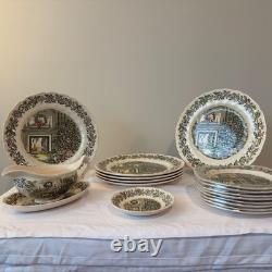 Johnson Brothers Merry Christmas Ironstone 17pc Set Plates Gravy Boat England