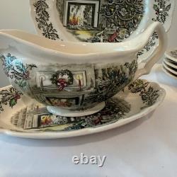 Johnson Brothers Merry Christmas Ironstone 17pc Set Plates Gravy Boat England