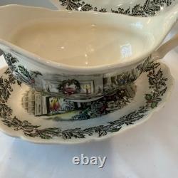 Johnson Brothers Merry Christmas Ironstone 17pc Set Plates Gravy Boat England
