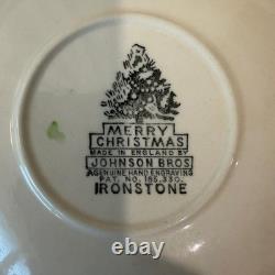 Johnson Brothers Merry Christmas Ironstone 17pc Set Plates Gravy Boat England
