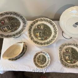 Johnson Brothers Merry Christmas Ironstone 17pc Set Plates Gravy Boat England