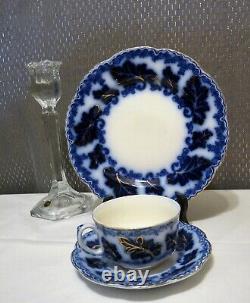 Johnson Brothers NORMANDY Deep Blue Flow Blue Leaves & Small Flowers TRIO SET