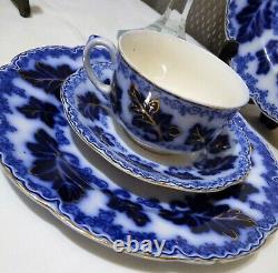 Johnson Brothers NORMANDY Deep Blue Flow Blue Leaves & Small Flowers TRIO SET