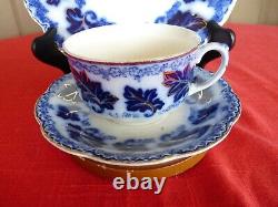 Johnson Brothers NORMANDY Deep Blue Flow Blue Leaves & Small Flowers TRIO SET