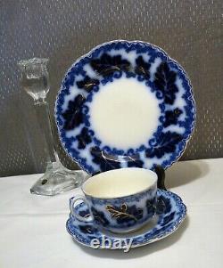 Johnson Brothers NORMANDY Deep Blue Flow Blue Leaves & Small Flowers TRIO SET