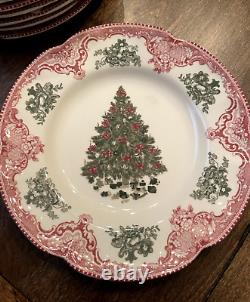 Johnson Brothers Old Britain Castles Christmas Tree Salad Plate Set of 4 RARE