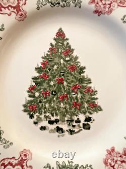 Johnson Brothers Old Britain Castles Christmas Tree Salad Plate Set of 4 RARE