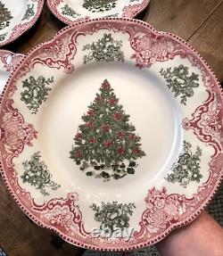 Johnson Brothers Old Britain Castles Christmas Tree Salad Plate Set of 4 RARE