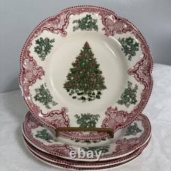 Johnson Brothers Old Britain Castles Christmas Tree Salad Plates Set of 4 RARE