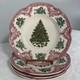 Johnson Brothers Old Britain Castles Christmas Tree Salad Plates Set Of 4 Rare