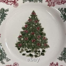 Johnson Brothers Old Britain Castles Christmas Tree Salad Plates Set of 4 RARE