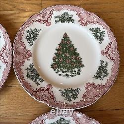 Johnson Brothers Old Britain Castles Christmas Tree Salad Plates Set of 4 RARE