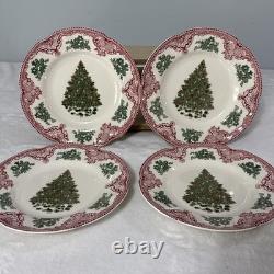 Johnson Brothers Old Britain Castles Christmas Tree Salad Plates Set of 4 RARE