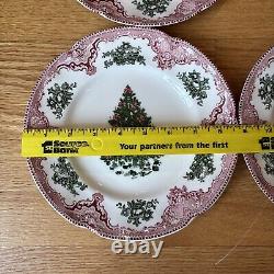 Johnson Brothers Old Britain Castles Christmas Tree Salad Plates Set of 4 RARE