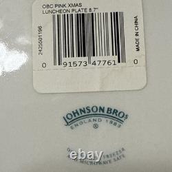 Johnson Brothers Old Britain Castles Christmas Tree Salad Plates Set of 4 RARE