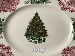 Johnson Brothers Old Britain Castles Pink Christmas Oval Serving Platter RARE