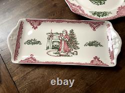 Johnson Brothers Old Britain Castles Pink Christmas Rectangular Santa Tray RARE