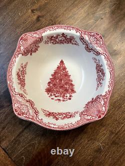 Johnson Brothers Old Britain Castles Pink Christmas Round Vegetable Bowl RARE