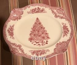 Johnson Brothers Old Britain Castles Pink Christmas Tree 12 Serving Platter EUC