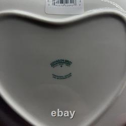 Johnson Brothers Old Britain Castles Pink Heart Shaped Plate Dish Set Of 6 9 x8