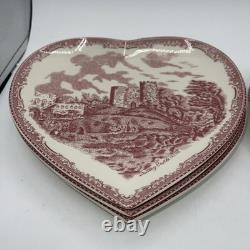 Johnson Brothers Old Britain Castles Pink Heart Shaped Plate Dish Set Of 6 9 x8