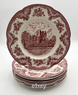 Johnson Brothers Old Britain Castles Pink / Red Set of 8 Dinner Plates 10