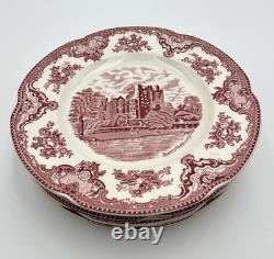 Johnson Brothers Old Britain Castles Pink / Red Set of 8 Dinner Plates 10
