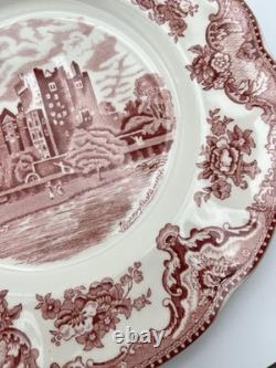 Johnson Brothers Old Britain Castles Pink / Red Set of 8 Dinner Plates 10