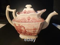 Johnson Brothers Old Britain Castles Pink Teapot & Lid Transferware Large VTG