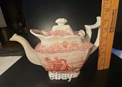 Johnson Brothers Old Britain Castles Pink Teapot & Lid Transferware Large VTG