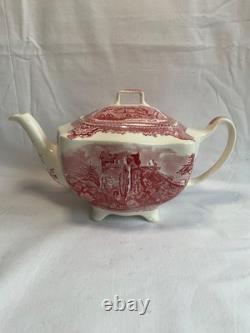 Johnson Brothers Old Britain Castles Pink Teapot Sugar Bowl with Lid Creamer NOS