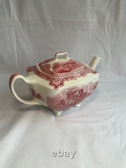 Johnson Brothers Old Britain Castles Pink Teapot Sugar Bowl with Lid Creamer NOS
