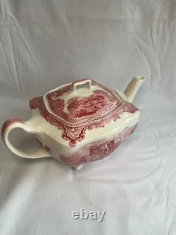 Johnson Brothers Old Britain Castles Pink Teapot Sugar Bowl with Lid Creamer NOS